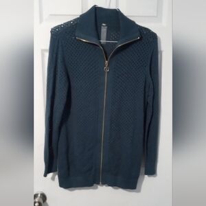 zuda Teal Women's Mesh Cardigan Sweater